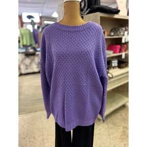 Vine & Love Purple Textured Knit Crew Neck Long Sleeve Sweater NEw Size M